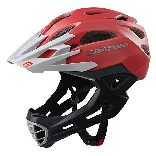 Cratoni C-Maniac - Casco de Ciclismo para BMX Freeride Downhill, Color Rojo y Gris, tamaño M-L (54-58 cm)