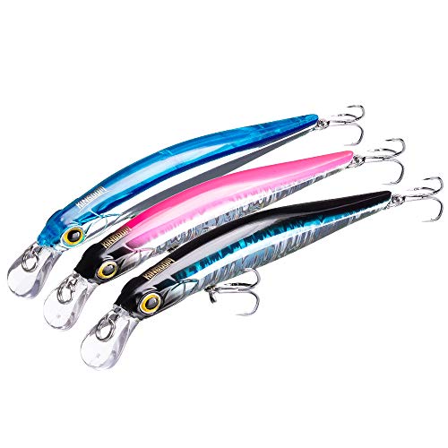 Kingdom Minnow Cebo Jerkbait Artificial Duro Wobbler Señuelo de Pesca 105 mm 18,6 g, Set 1, 105mm 18.6g