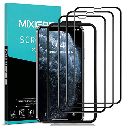 mixigoo Protector Pantalla para iPhone 11 Pro, [3 Piezas] Cobertura Completa Cristal Templado iPhone XS [Marco Instvalación Fácil] Anti-Burbujas Dureza 9H Vidrio Templado iPhone 11Pro/X/XS, 5.8