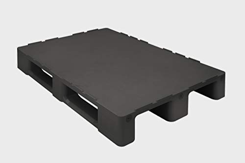 Paleta universal de 1200 x 800 mm de HDPE-RE de plástico negro con cubierta cerrada.