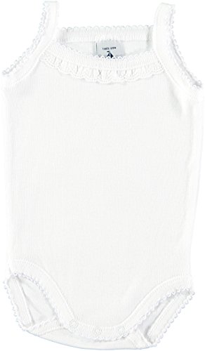 BABIDU 1145 Body Tirante Fino Tira Bordada 1x1 Ropa de Bautizo, Blanco (Blanco 1), 68 (Tamaño del Fabricante:6) Unisex bebé