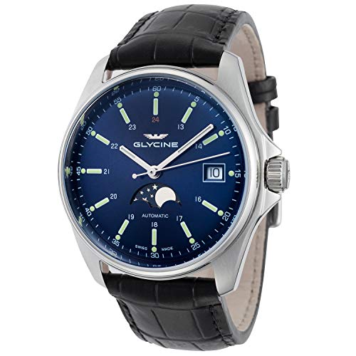 Glycine GL0113 Combat 6 Classic Moonphase Reloj automático para hombre con esfera azul