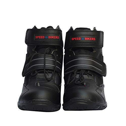 JYY Botas de Moto de Carretera Botines Cortos Deportivos para Caminar por la Ciudad Botas de Motocross para Hombres Niños Rider,Black-EU43