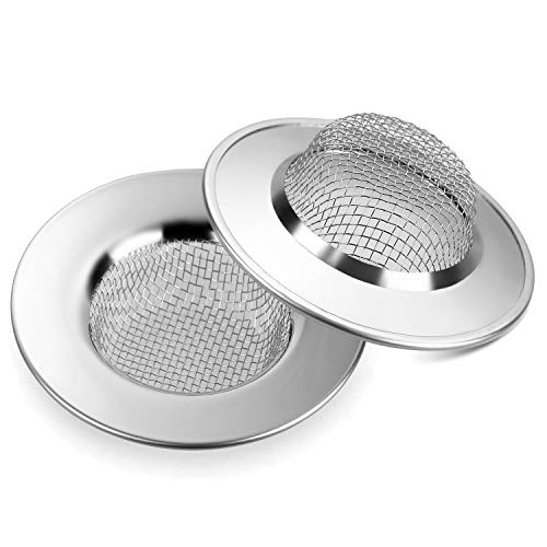 Anpro Filtro de Fregadero de Acero Inoxidable,7.7 CM,Set de 2 Piezas,Adecuado para Tocador de Baño,Fregadero de Cocina,Residuos de Filtro y Evitar el Bloqueo