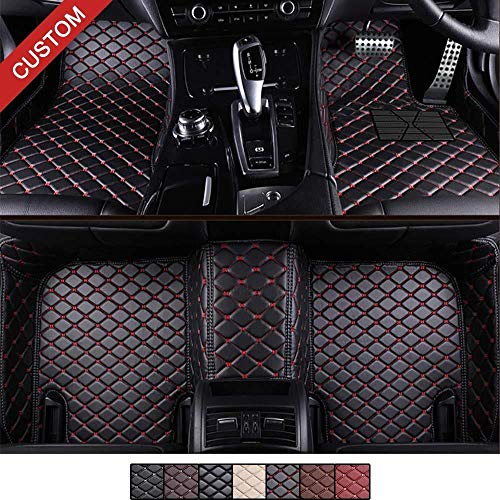 Personalizado Coche Alfombrillas Adecuado para Mercedes-Benz Clase S S500 S550 W221 2006-2013, piel sintética XPE opaca revestimiento impermeable,sedán Benz Clase S 2006-2013,Negro con costuras rojas