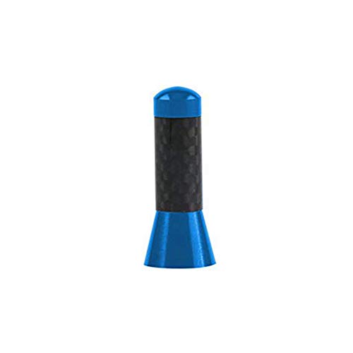 Tuokay, Antena de Coche de Fibra de Carbono, Antena Coche Universal No Telescópicas, Mini Antena Radio Coche Corta de 3.5cm para Eliminar Electricidad Estática, Mejorar la Señal de AM/FM (Azul)