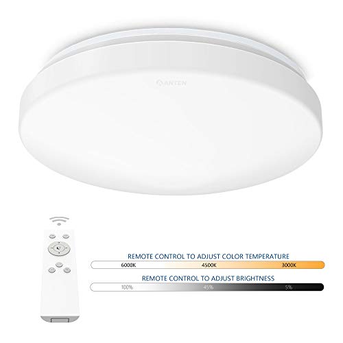 Anten Plafon Led de Techo 24w, Moderna Lámpara de Techo Regulable con Mando a Distáncia 3000K-6500K, Adecuado para Lugares Interiores como Dormitorio, Cocina, Balcón, Pasillo[Eficiencia Energética A+]