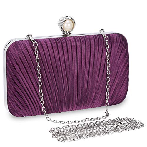 Selighting Bolsa de Noche Mujer Bolso de Mano Bolso Clutch de Embrague Monedero para Mujeres y Señoras para Boda Partido Fiesta Cumpleaños (Morado-Style2)