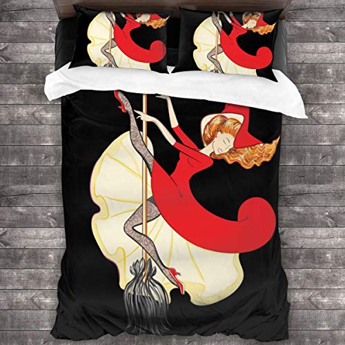 ZUL 3D Juego Funda De Diseño Personalizado,Hermosa Bruja Montando Una Escoba. Ilustración Vectorial a Mano alzada,Ropa de Cama Set 1 Edredón 2 Fundas de Almohada Microfibra jueg,135 * 210cm*1