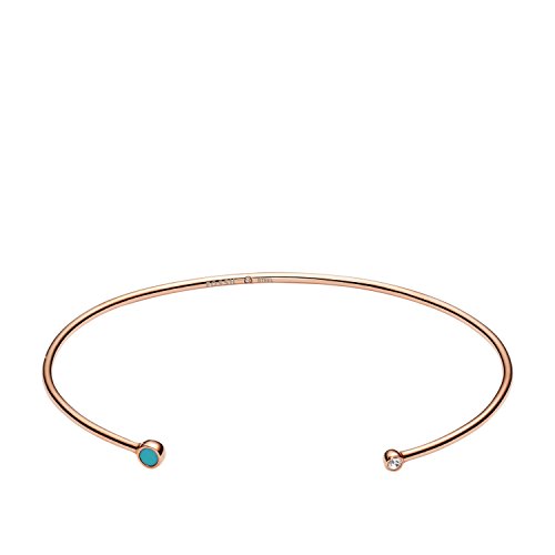 Fossil Pulsera de Mujer con Acero Inoxidable, Turquesa Redonda