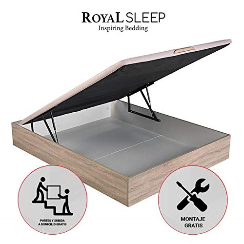 ROYAL SLEEP Canapé Abatible (90x190) de Madera con Gran Capacidad, Tapa 3D Transpirable, Color Natural