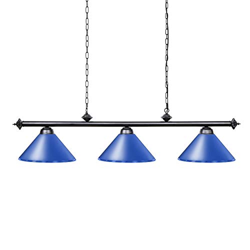 Wellmet - Lámpara de mesa de billar para mesa de billar de 7 pies, 8 pies, 9 pies y mesa de billar, metal, azul, 1.5m-3 Lights