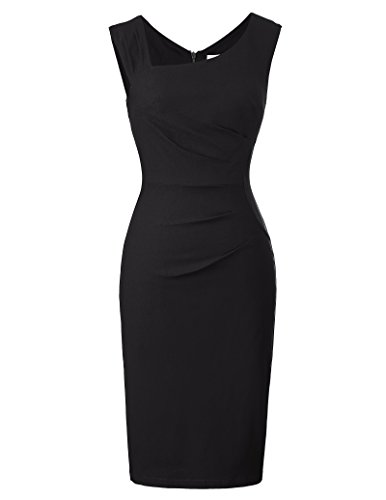 Bodycon Vestido Làpiz Estilo de los Años 50 Retro Rockabilly Sin Manga para Las Mujeres Negro Tamaño M BP302-1