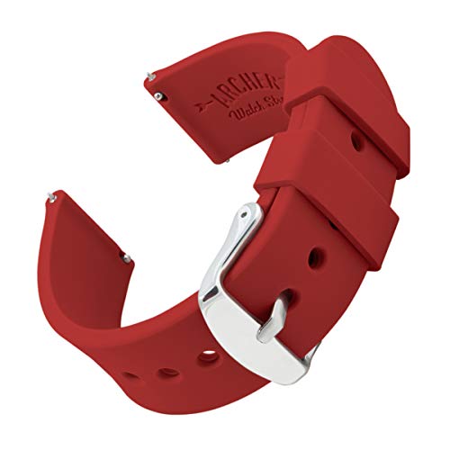 Archer Watch Straps | Repuesto de Correa Reloj de Silicona para Hombre y Mujer, Caucho Fácil de Abrochar para Relojes y Smartwatch | Rojo Veneciano, 24mm