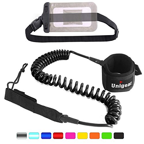 Unigear Leashes de Surf Inventos de Surf Correa Surf Leash Correa de Tabla de Surf Correa de Paleta de TPU Enrollada de 7 mm y 10 Pies