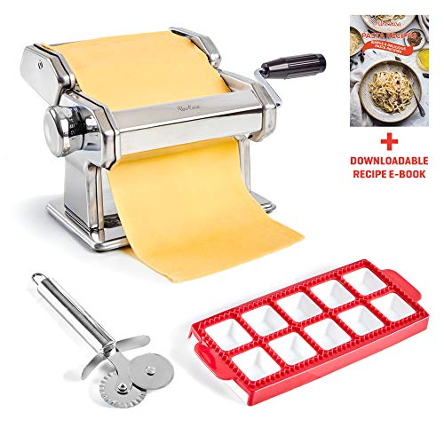 Uno Casa Máquina para Hacer Pasta - Máquina de Hacer Noodles - Rodillo con Cortador de Pasta y Molde para raviolis