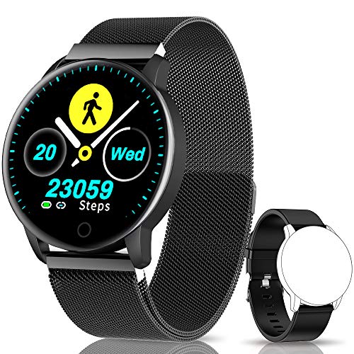 NAIXUES Smartwatch, Reloj Inteligente IP67 con Presión Arterial, 10 Modos de Deporte, Pulsómetro, Monitor de Sueño, Notificaciones Inteligentes, Smartwatch Hombre Mujer para iOS y Android (Negro)