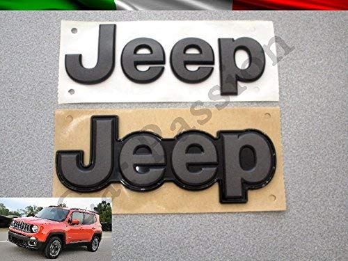 Par texto Escudo Logo Jeep Renegade Cherokee Grand Cherokee Compass delantera trasera original negro mate