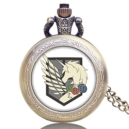 Attack on Titan - Reloj de Bolsillo con Bandera de Tres Cuerdas para Hombre, para Collar y Reloj de Bolsillo de Cuarzo