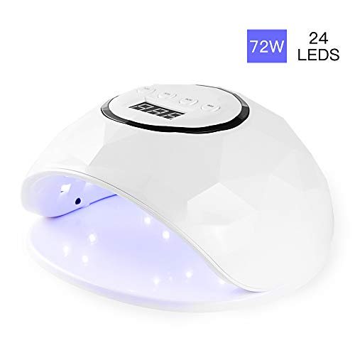 Lámpara LED UV Uñas SKYUV 72W Secador de Uñas para Manicura/Pedicura con 4 Temporizadores, Con Sensor Automático y Pantalla LCD Para Manicura/Pedicure Nail Art en el Hogar y el Salón (White)