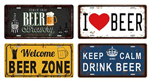 MGJJ Letreros de Metal en Relieve Retro para Bar, Pub, decoración del hogar, Platos de Cerveza, calcomanía para Pared, Publicidad de Hierro Pintado, 3015 cm, 4 Unidades, Hierro, Color1, 15 * 30cm