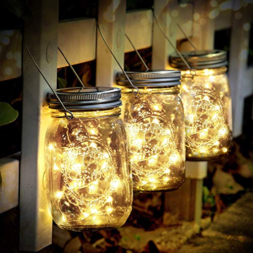 SENYANG Lámpara de Decoración Solar - Juego de 3 Luz Solar Jardín 30 LED Impermeable Luces de Jardin Solares Lámparas Hada para Navidad Jardín Interiores/Exteriores de Patio Césped (Color Cálido)