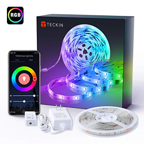 TECKIN Tiras LED RGB Wifi 5M 5050 SMD Tira de Luces Colores Inteligente funciona con Alexa Móvil Google Home,Multi-Modos para Navidad,TV,Dormitorio,Fiesta y Decoración