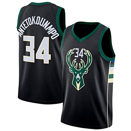 YIXUAN Hombre los de Camiseta Jersey Milwaukee Bucks #34 Giannis Antetokounmpo Swingman Camiseta de Baloncesto (Negro, S (44))