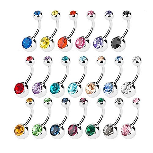 Amaza 20pcs piercing ombligo titanio brillante Joyería mujer (Multicolor)