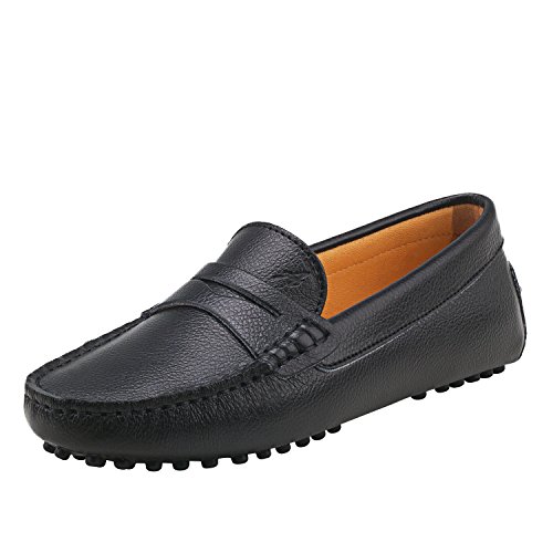 Shenduo Mujer Zapatos de Cuero - Mocasines Casuales Moda Zapatos Planos Mocasín Slip-on para Mujer D7052 Negro 39