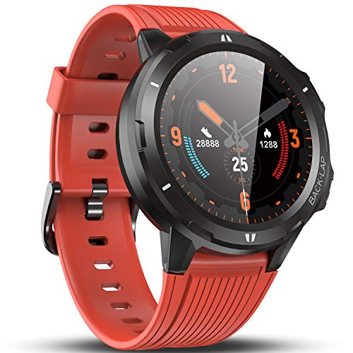 Vigorun Smartwatch Reloj Inteligente Hombre Mujer, Pantalla Táctil Completa Relojes Deportivos, Monitor Ritmo Cardíaco y Sueño, Podómetro, Impermeable Pulsera Actividad Inteligente Android Naranja