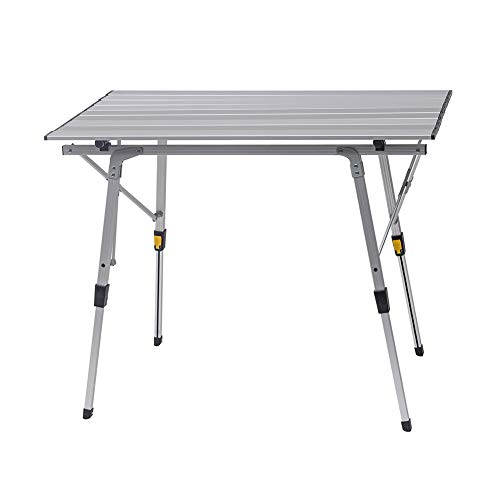 WOLTU Mesa de Camping Mesa Plegable Mesa de Jardín Mesa de Trabajo Mesa de Balcón Aluminio, con Bolsa, Altura Ajustable, 90x52.2X (45-72) cm CPT8129sb