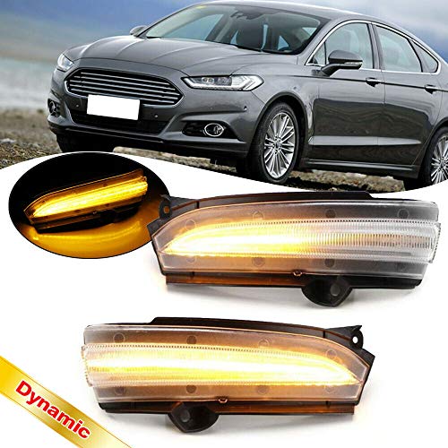 NSLUMO 2 piezas para 2013 2014 2015 2016 2017 2018 F`ord Mondeo LED espejo lateral luz lente transparente