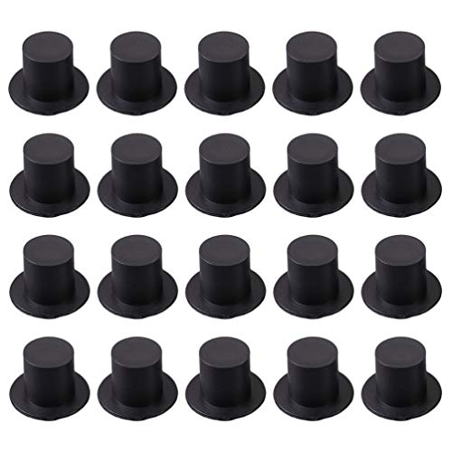 TOYANDONA 150Pcs Mini Top Hat Colorido Pequeño Payaso Muñeco de Nieve Sombrero DIY Muñeca Cap Ornamento Juguete para Niños Niños Mago Fiesta Favores (Pequeño Negro)