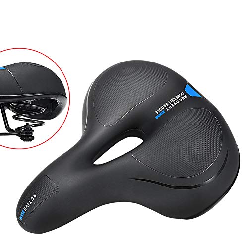 WJNSTNBL Sillín de Bicicleta Unisex, Asiento de Bicicleta de montaña, sillín de Bicicleta de Ciudad, Sillín de Ciclismo MTB, sillín de Bicicleta de Espuma viscoelástica, sillín Impermeable,Azul