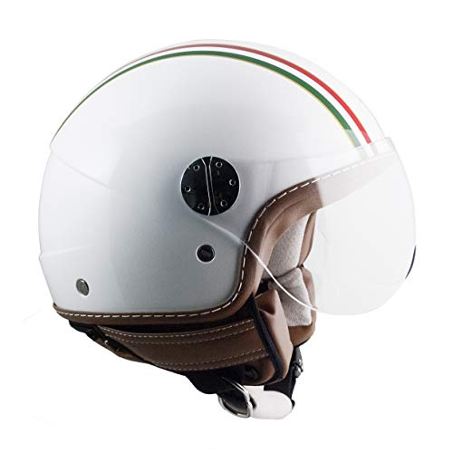 109I-FSA-14 BLANCO METAL (M) CASCO JET (ITALIA) PANTALLA CORTA