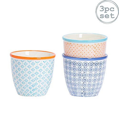 Nicola Spring Macetero de Porcelana Estampado - para Exteriores e Interiores - 3 diseños Diferentes - Pack de 3