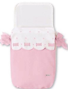 Bimbi Class - Saco capazo, 35 X 77 cm, blanco y rosa