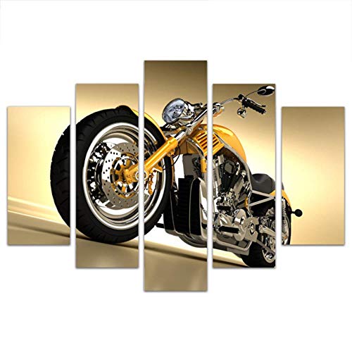 WJY Harley-Motor automóvil Deportivo Rompecabezas de Cinco Piezas, hogar, Sala de Estar, Oficina, línea de automóviles, Pintura Decorativa, núcleo de Pintura 30x60cmX2 + 30x80cmX2 + 30x100cm, 2