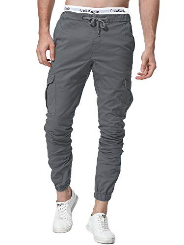 ZOEREA Pantalones Hombre Casuales Deporte Elásticos Joggers Largos Pants con Bolsillos Algodón Slim Fit Cargo Trouser de Hombres