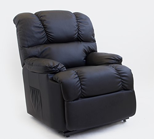 Astan Hogar Sillón Relax con Función Auto-Ayuda (Levanta Personas), Reclinación Eléctrica, Masaje Y Termoterapia. Modelo Automático Lift Up AH-AR10100NG, Cuero, Negro,