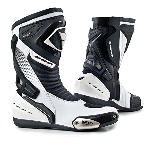 Botas Shima Rsx-6, de Piel, Hombre, Vintage Retro, para Conducir de Moto en Carretera, blanco, 44