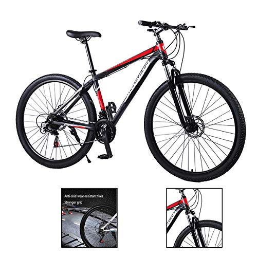 Bicicleta de montaña de 29 pulgadas, bicicleta de carreras 21/24/27 velocidad con marco de aluminio acelerado Mountain Bikes, color rojo, tamaño 21 speed