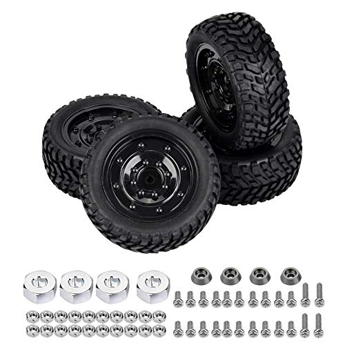 Dilwe Neumáticos del Neumático del Coche de 4pcs RC, Accesorios de Repuesto de Actualización de Llanta de Llanta de Goma RC para FY 1/16 Climbing WPL C14 C2 Crawler Remote Control Car(02 WPL1638BL)