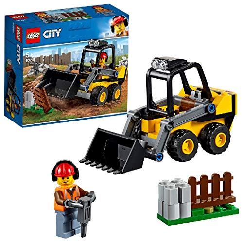 LEGO City Vehicles - Retrocargadora, Grúa de Construcción de juguete, Incluye Minifigura de Obrero (60219)