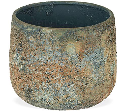 matches21 - Macetero de cerámica con Aspecto Oxidado de Aspecto Antiguo, Redondo, 3 tamaños