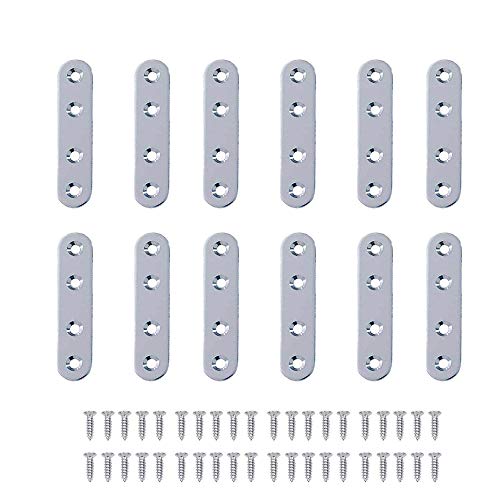 Schneespitze 12Pcs Inoxidable Placa de Reparación Plana Placas de reparación Soporte de Conector Soporte de Placa,Soporte de Placa Plana Alta Resistencia Soporte con 50pcs tornillos