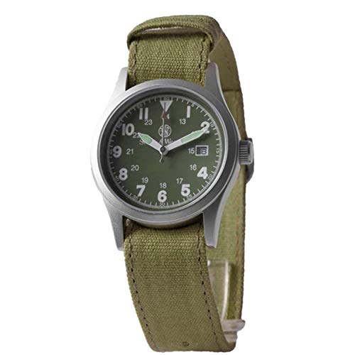 Smith & Wesson SWW-1464-OD - Reloj (Reloj de pulsera, Masculino, Acero inoxidable, Acero inoxidable, Lienzo, Verde)