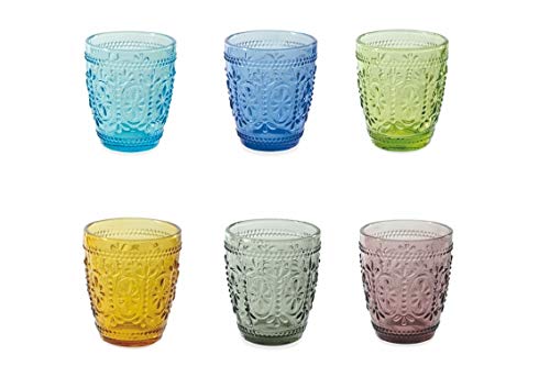 Villa D'Este Home Tivoli 2197871 Koralight/Imperial - Juego de 6 vasos de agua de 6 colores, cristal