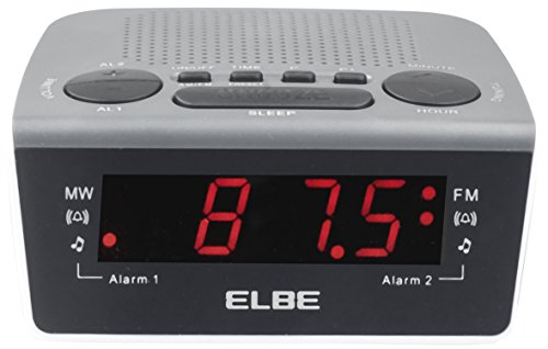Elbe CR-932 Radio-despertador digital con radio am/fm, radio analógica am/fm, alarma con radio o acústica, memoria 20 emisoras, función snooze y sleep, pantalla LED 0,6'',  color blanco negro